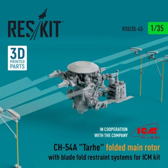 CH-54A Tarhe folded main rotor with blade fold restraint systems fo...
