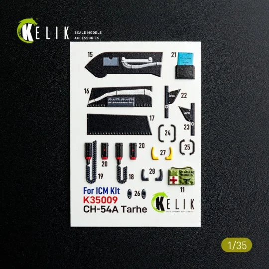 CH-54A Tarhe interior 3D decals for ICM kit, 1/35 - Kelik K35009