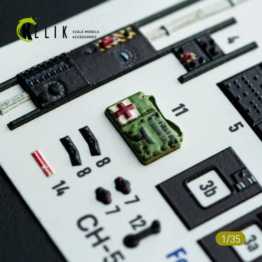 CH-54A Tarhe interior 3D decals for ICM kit, 1/35 - Kelik K35009
