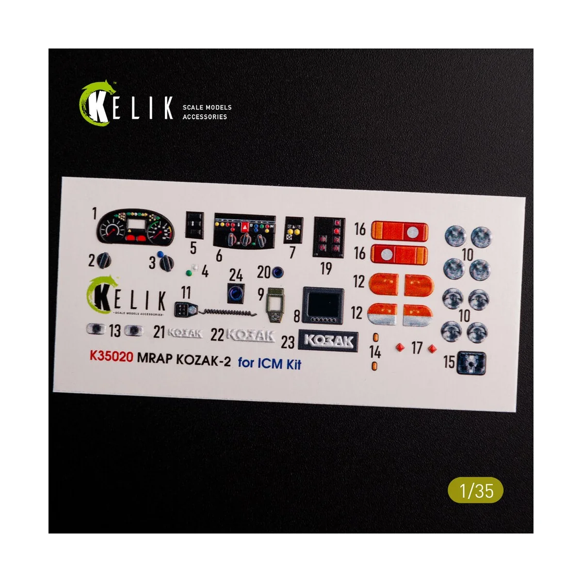 Kozak-2 Ukrainian MRAP 3D decals for ICM kit, 1/35 - Kelik K35020