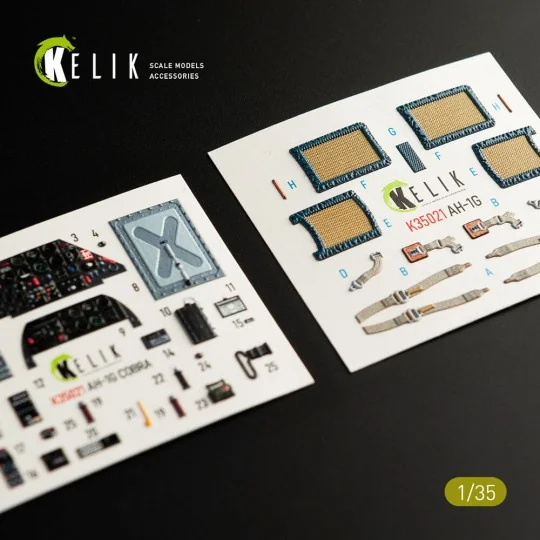 AH-1G Cobra interior 3D decals for ICM kit, 1/35 - Kelik K35021