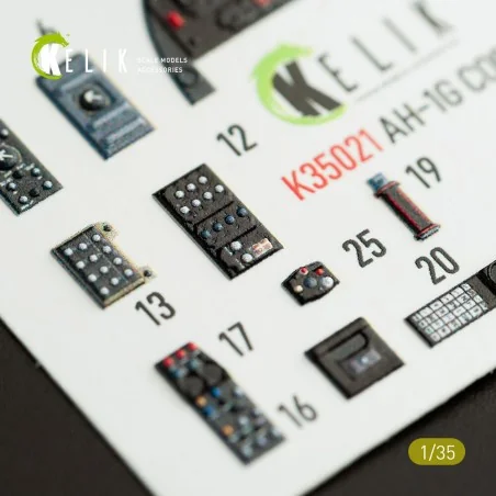 AH-1G Cobra interior 3D decals for ICM kit, 1/35 - Kelik K35021