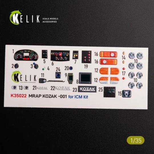 Kozak-001 Ukrainian MRAP 3D decals for ICM kit, 1/35 - Kelik K35022