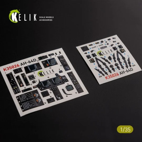 AH-64D Apache interior 3D decals for Meng kit, 1/35 - Kelik K35026