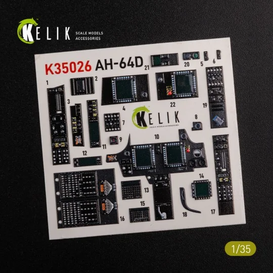 AH-64D Apache interior 3D decals for Meng kit, 1/35 - Kelik K35026