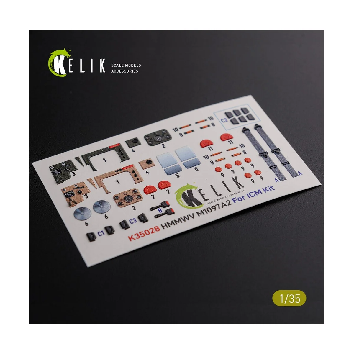 HMMWV M1097 3D Decal for ICM kit, 1/35 - Kelik K35028