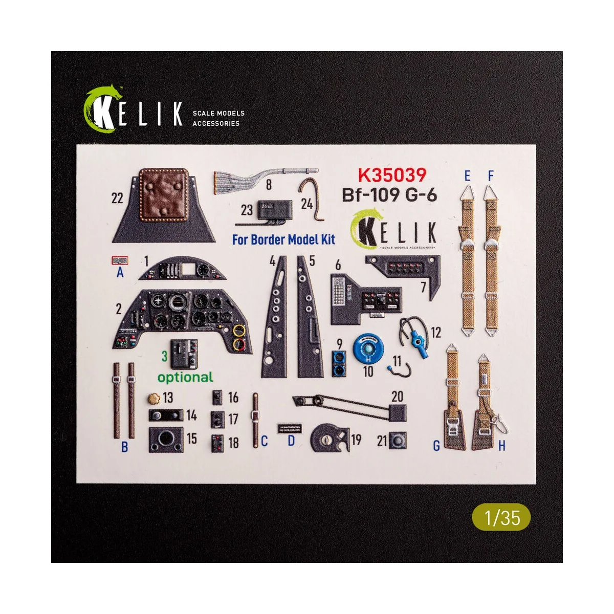 Bf-109 G-6 - interior 3D decals for Border Models kit, 1/35 - Kelik...