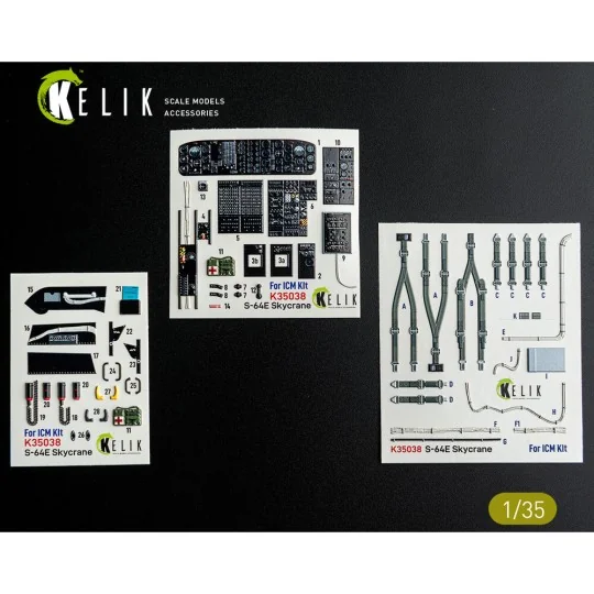 S-64E Skycrane - interior 3D decals for ICM kit, 1/35 - Kelik K35038
