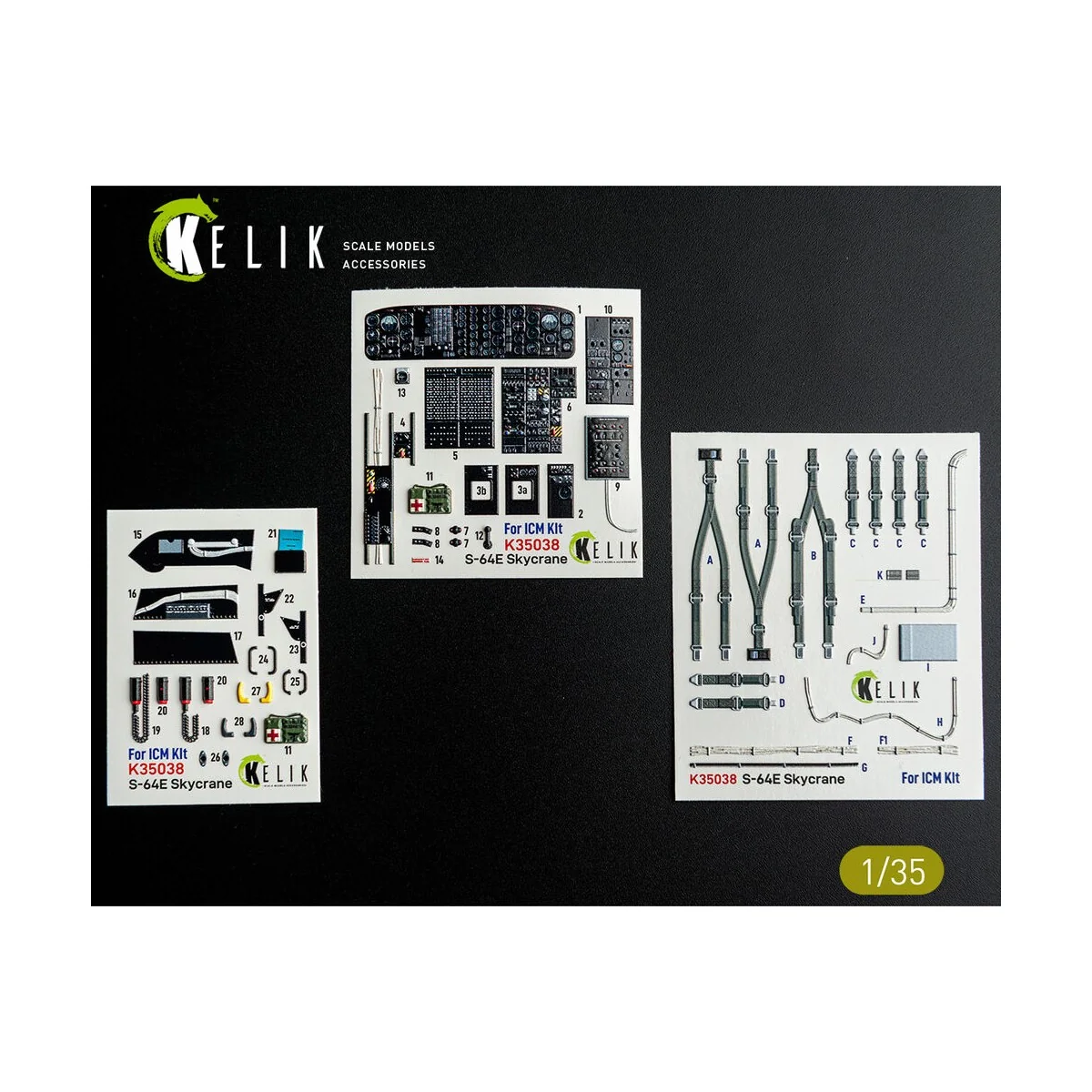 S-64E Skycrane - interior 3D decals for ICM kit, 1/35 - Kelik K35038