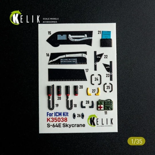 S-64E Skycrane - interior 3D decals for ICM kit, 1/35 - Kelik K35038