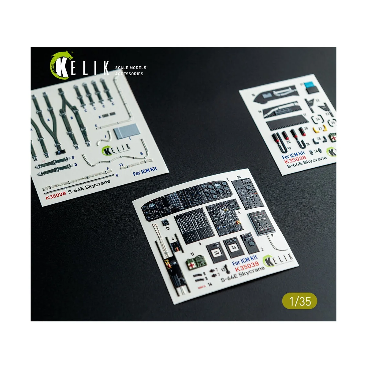 S-64E Skycrane - interior 3D decals for ICM kit, 1/35 - Kelik K35038