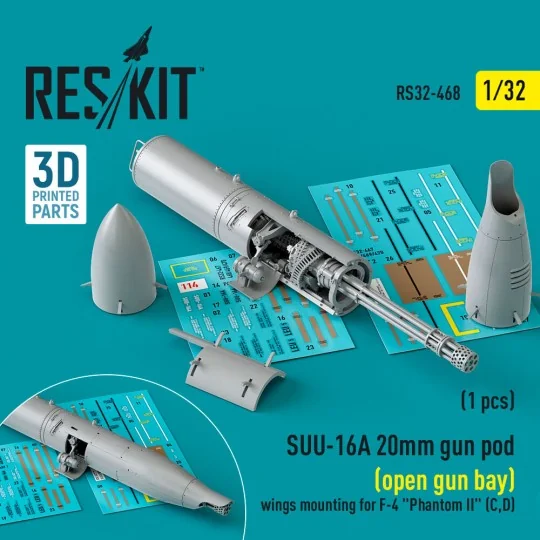 SUU-16A 20mm gun pod (open gun bay) wings mounting for F-4 Phantom ...