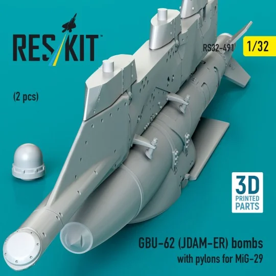 GBU-62 (JDAM-ER) bombs with pylons for MiG-29 (2 pcs) (3D Printed),...