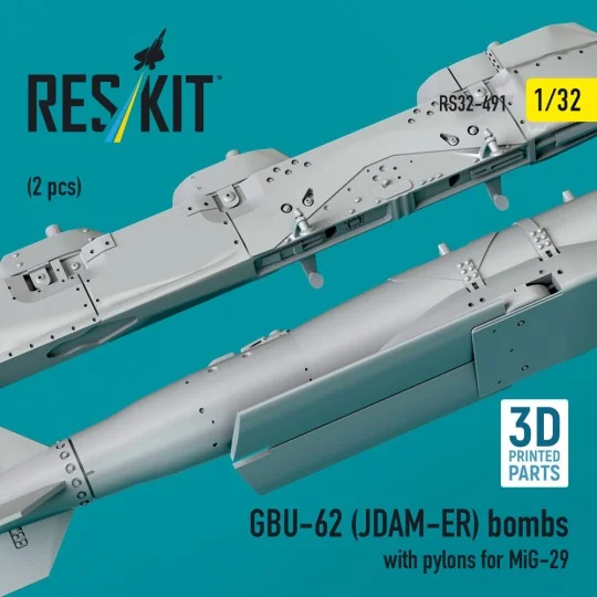 GBU-62 (JDAM-ER) bombs with pylons for MiG-29 (2 pcs) (3D Printed),...