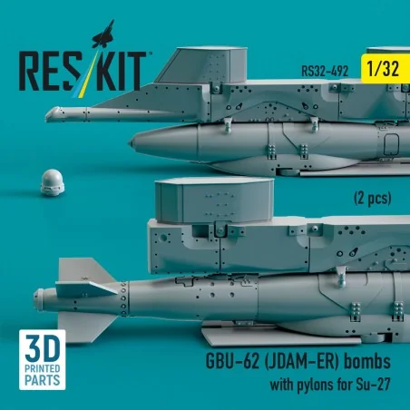 GBU-62 (JDAM-ER) bombs with pylons for Su-27 (2 pcs) (3D Printed), ...