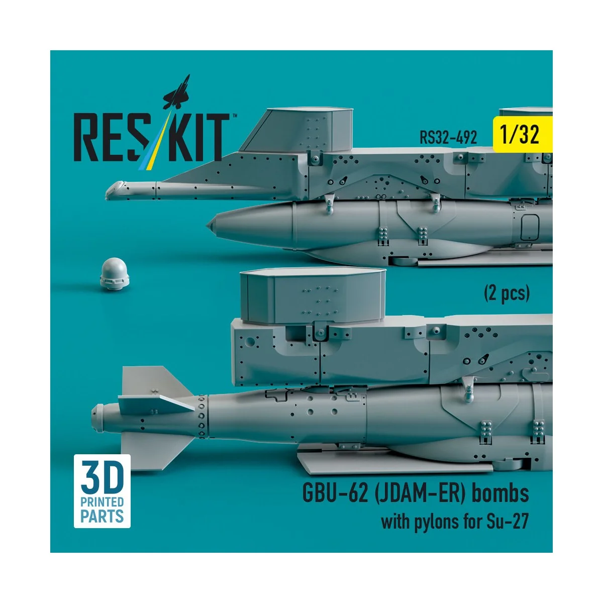 GBU-62 (JDAM-ER) bombs with pylons for Su-27 (2 pcs) (3D Printed), ...