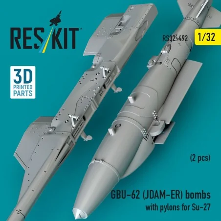 GBU-62 (JDAM-ER) bombs with pylons for Su-27 (2 pcs) (3D Printed), ...