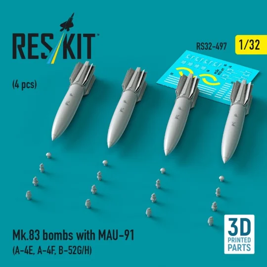 Mk.83 bombs with MAU-91 (4 pcs) (A-4E, A-4F, B-52G/H) (3D printed),...