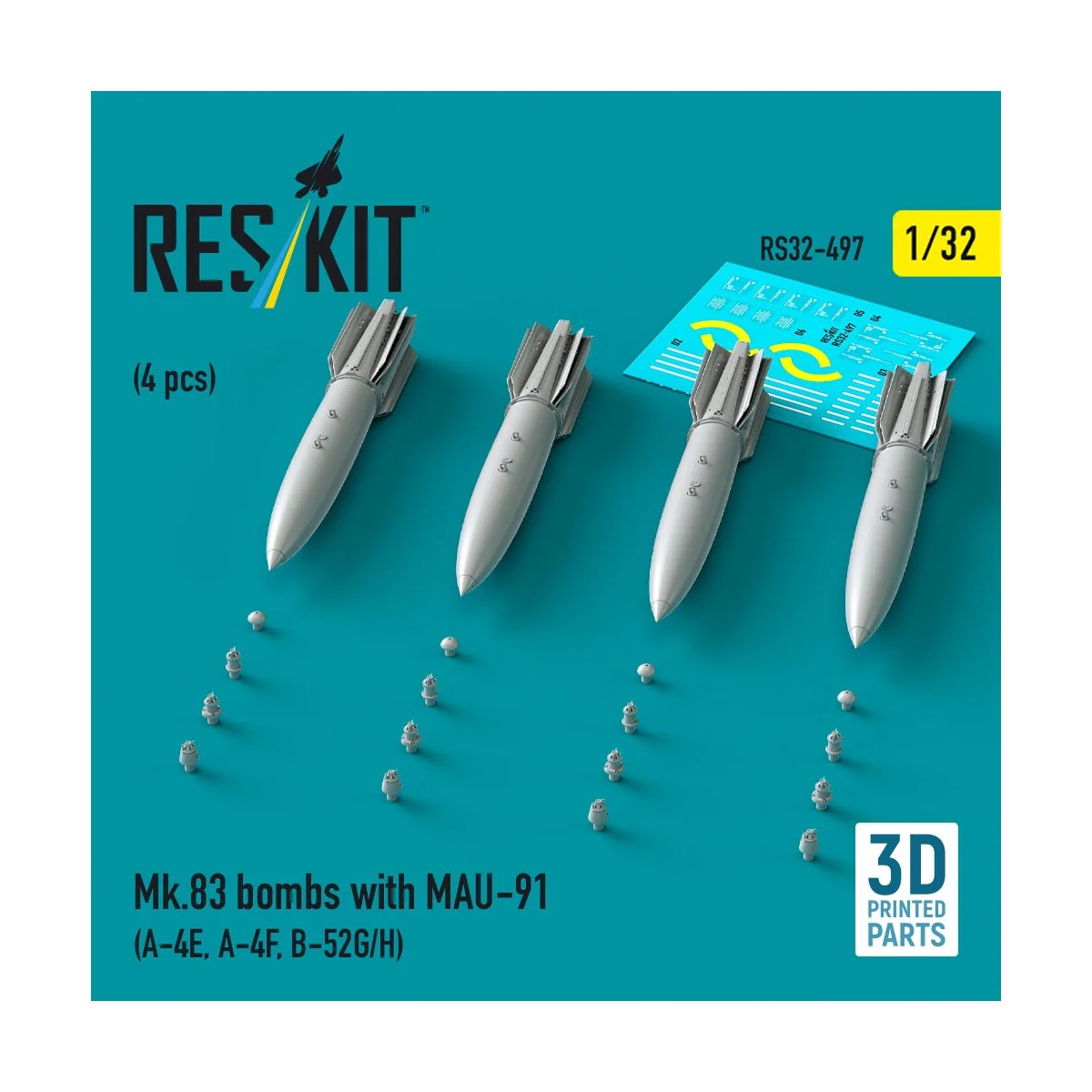 Mk.83 bombs with MAU-91 (4 pcs) (A-4E, A-4F, B-52G/H) (3D printed),...