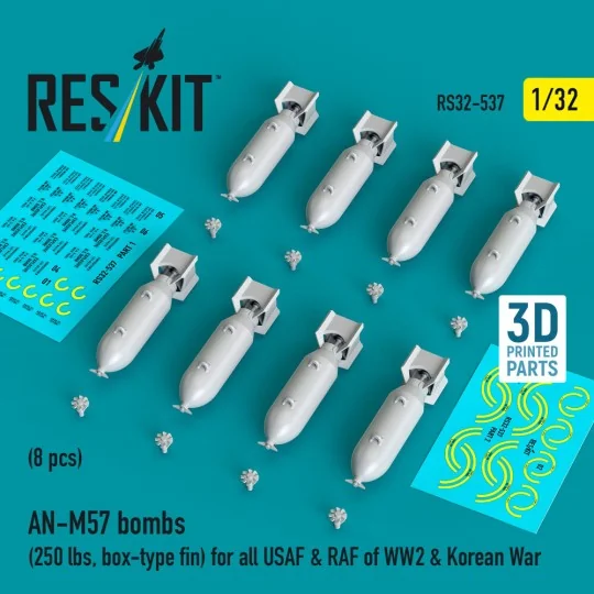 AN-M57 bombs (250 lbs, box-type fin) for all USAF & RAF of WW2 & Ko... AN-M57 bombs (250 lbs, box-type fin) for all USAF & RAF of WW2 & Ko...