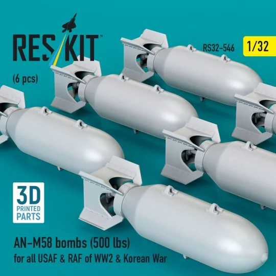 AN-M58 bombs (500 lbs) for all USAF & RAF of WW2 & Korean War (6 pc...