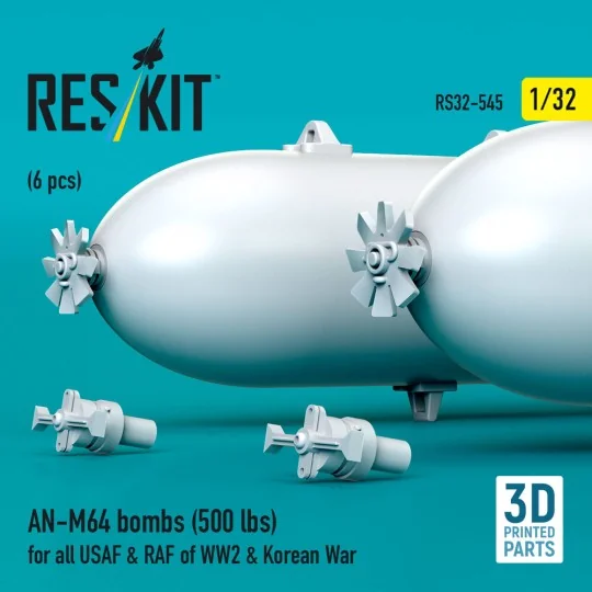 AN-M64 bombs (500 lbs) for all USAF & RAF of WW2 & Korean War (6 pc...