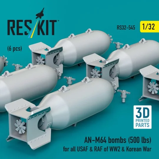 AN-M64 bombs (500 lbs) for all USAF & RAF of WW2 & Korean War (6 pc...