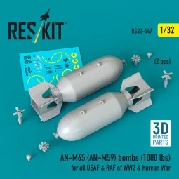 AN-M65 (AN-M59) bombs (1000 lbs) for all USAF & RAF of WW2 & Korean...