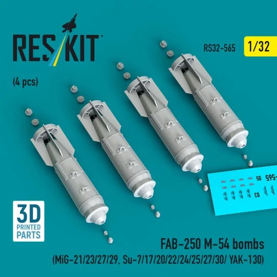 FAB-250 ?-54 bombs (4 pcs) (MiG-21/23/27/29, Su-7/17/20/22/24/25/27...
