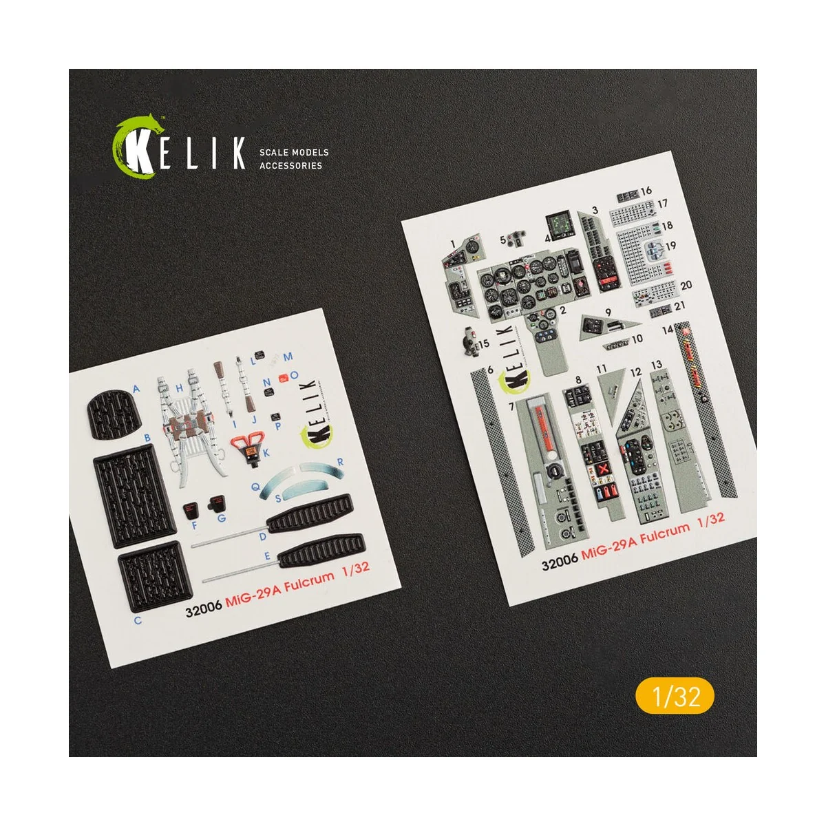 MiG-29A (9-12) Fulcrum interior 3D decals for Trumpeter kit, 1/32 -...