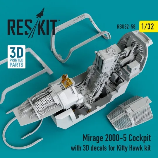 Mirage-2000-5 cockpit with 3D decals for Kitty Hawk kit, 1/32 - Res...