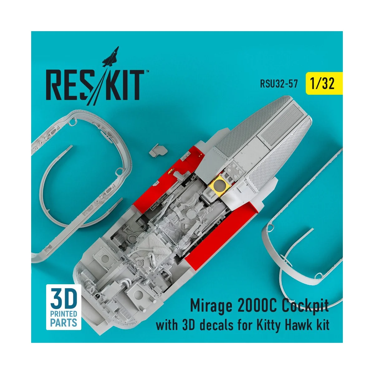 Mirage 2000C Cockpit with 3D decals for Kitty Hawk kit, 1/32 - ResK... Mirage 2000C Cockpit with 3D decals for Kitty Hawk kit, 1/32 - ResK...