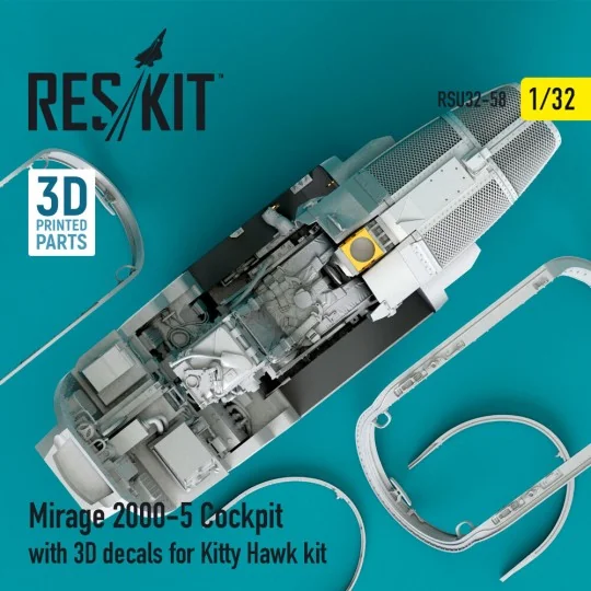 Mirage-2000-5 cockpit with 3D decals for Kitty Hawk kit, 1/32 - Res...