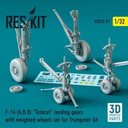 F-14 (A, B, D) Tomcat landing gears with weighted wheels set for Tr...