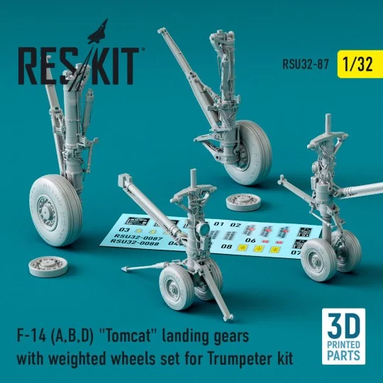 F-14 (A, B, D) Tomcat landing gears with weighted wheels set for Tr...