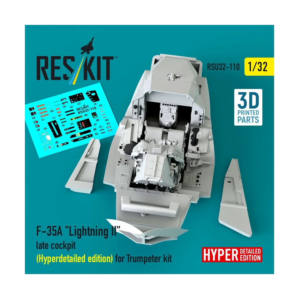 F-35A Lightning II late cockpit (Hyperdetailed edition) for Trumpet...