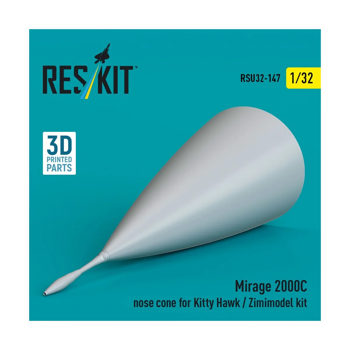 Mirage 2000C nose cone for Kitty Hawk / Zimimodel kit (3D Printed),...