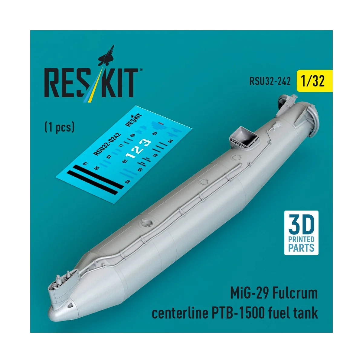 MiG-29 Fulcrum centerline PTB-1500 fuel tank (1 pcs) (3D Printed), ...