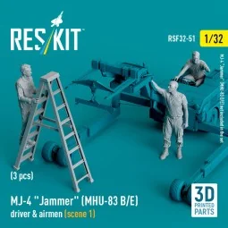 MJ-4 Jammer (MHU-83 B/E) driver & airmen (scene 1) (3 pcs) (3D Prin...
