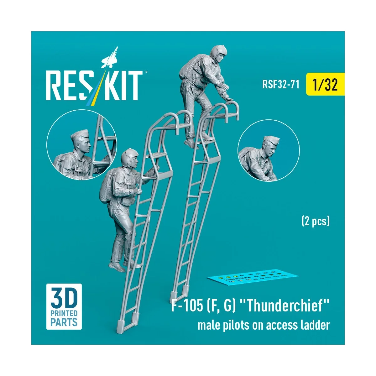 F-105 (F, G) Thunderchief male pilots on access ladder (2 pcs) (3D ...
