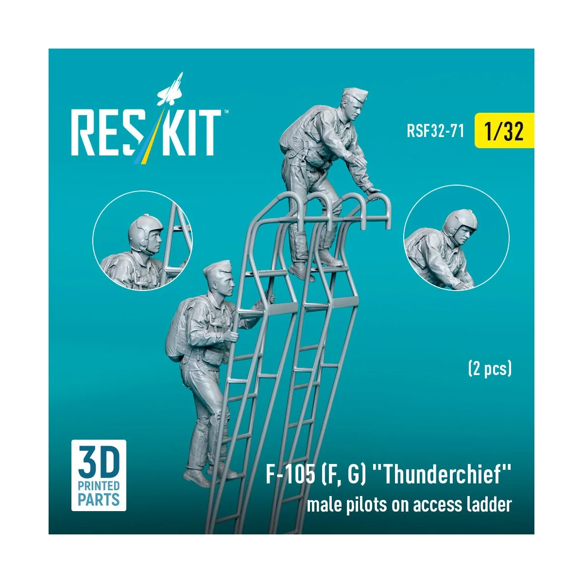 F-105 (F, G) Thunderchief male pilots on access ladder (2 pcs) (3D ...