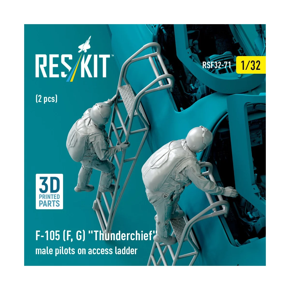 F-105 (F, G) Thunderchief male pilots on access ladder (2 pcs) (3D ...