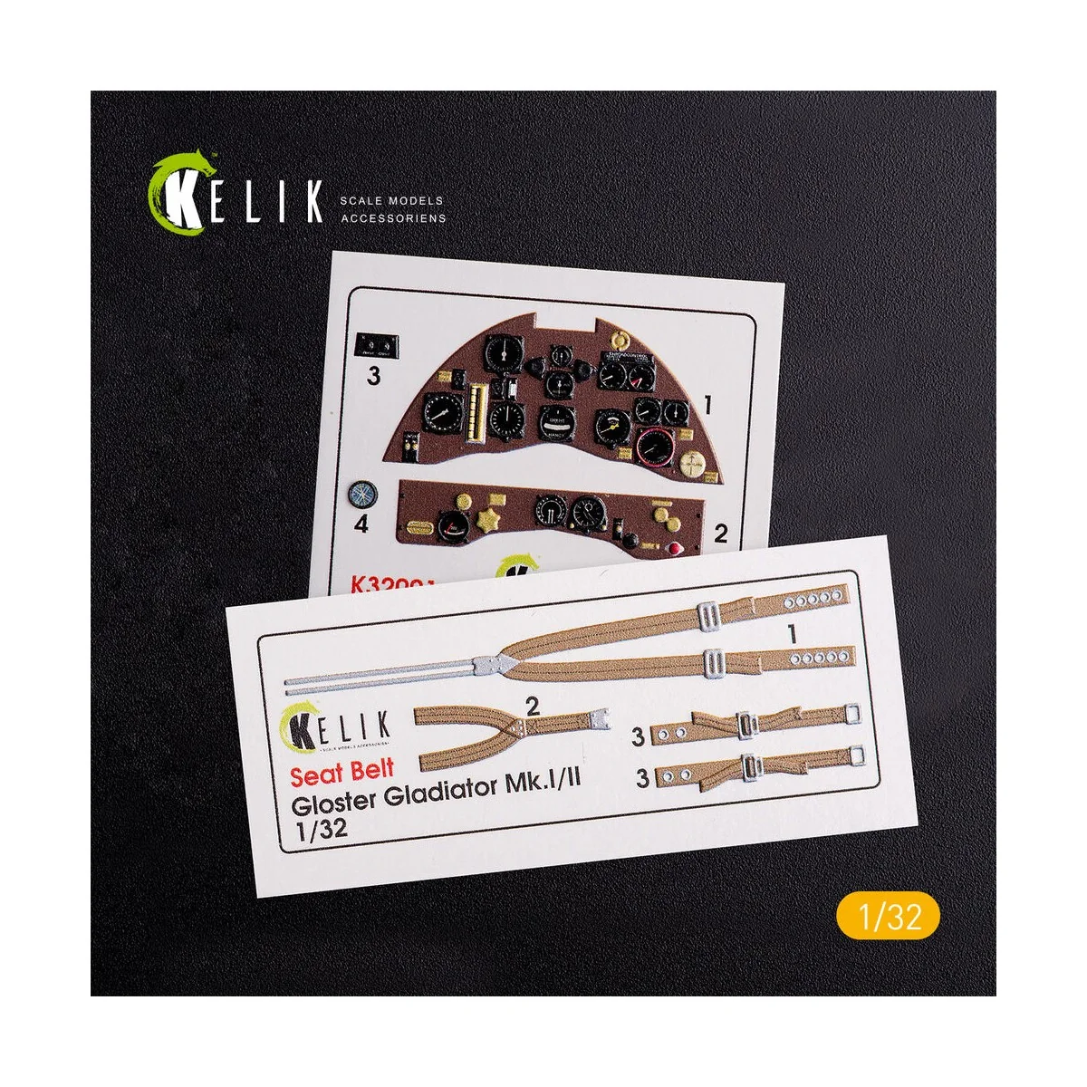 Gloster Gladiator Mk.II interior 3D decals for ICM kit, 1/32 - Keli...