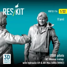 USAF pilots (2 pcs) & M1 Weaver trolley with hydraulic lift & AN-M6... 2