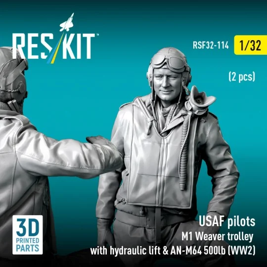 USAF pilots (2 pcs) & M1 Weaver trolley with hydraulic lift & AN-M6...