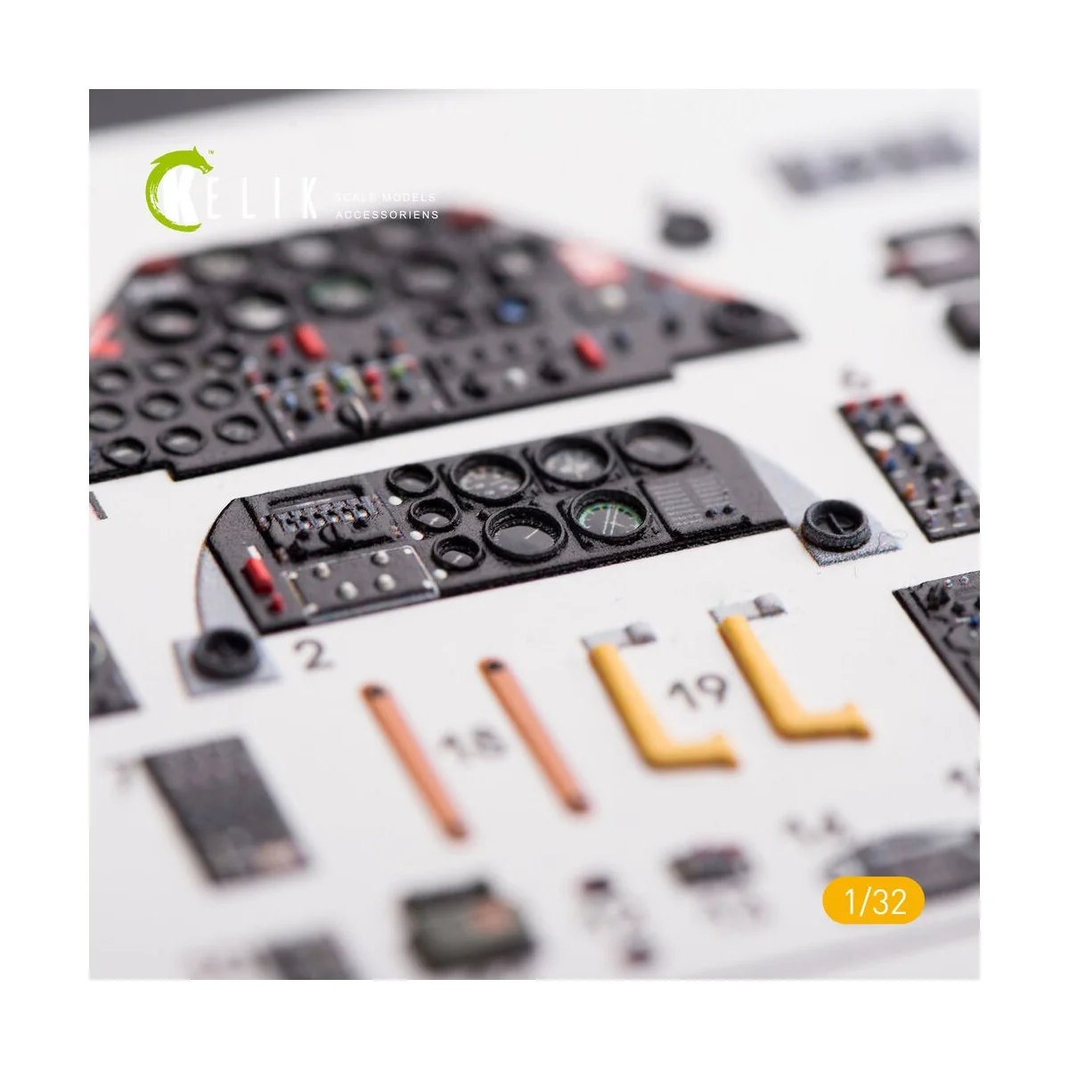 AH-1G Cobra interior 3D decals for ICM kit, 1/32 - Kelik K32003