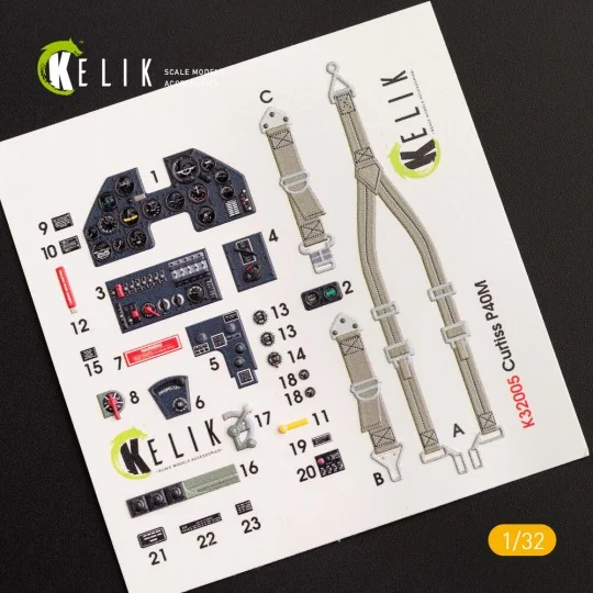 P-40M interior 3D decals for Trumpeter kit, 1/32 - Kelik K32005