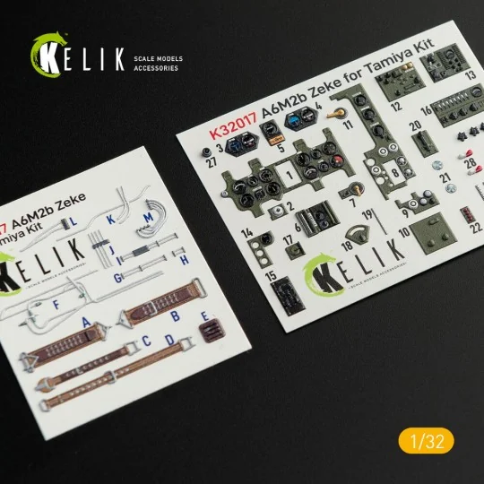 A6M2B Zeke - Interior 3D Decal for Tamiya kit, 1/32 - Kelik K32017