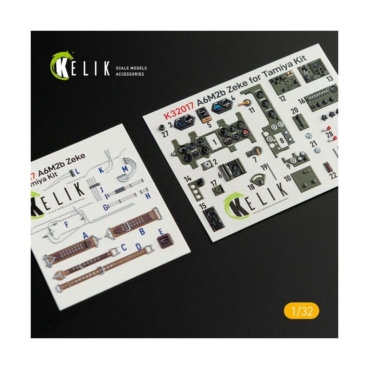A6M2B Zeke - Interior 3D Decal for Tamiya kit, 1/32 - Kelik K32017