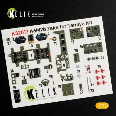 A6M2B Zeke - Interior 3D Decal for Tamiya kit, 1/32 - Kelik K32017